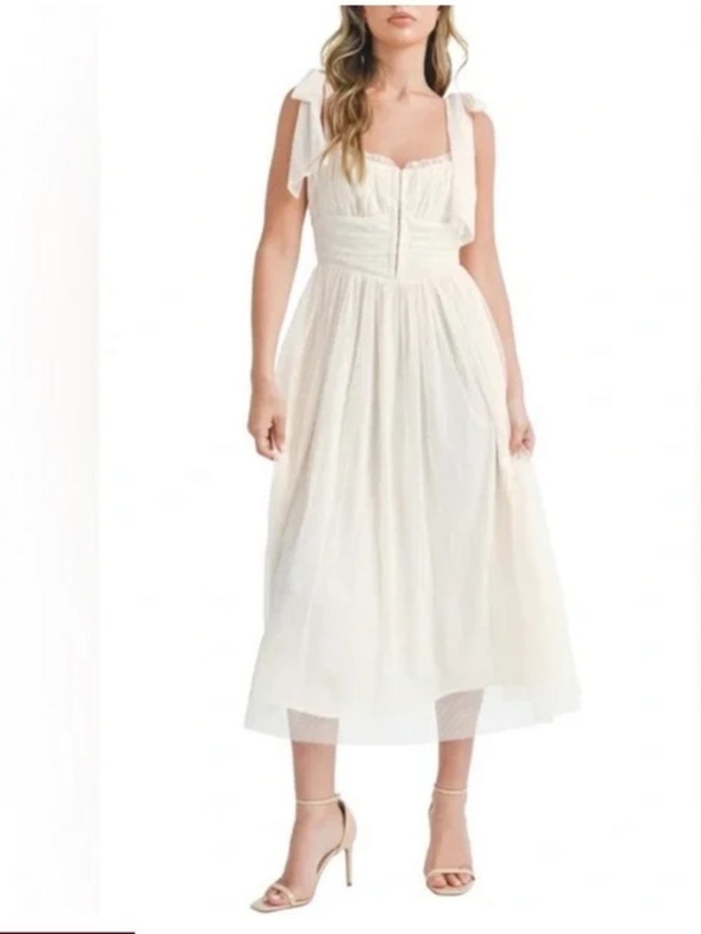 NWT Lush Cream Tie-Shoulder Midi Dress